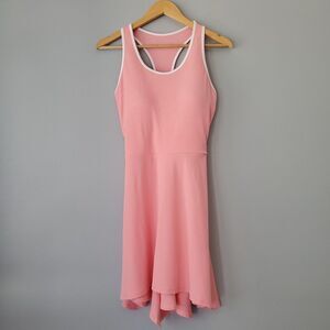 OQQ Pink White Halter Activewear Mini Swing Dress T Back Womens Large
